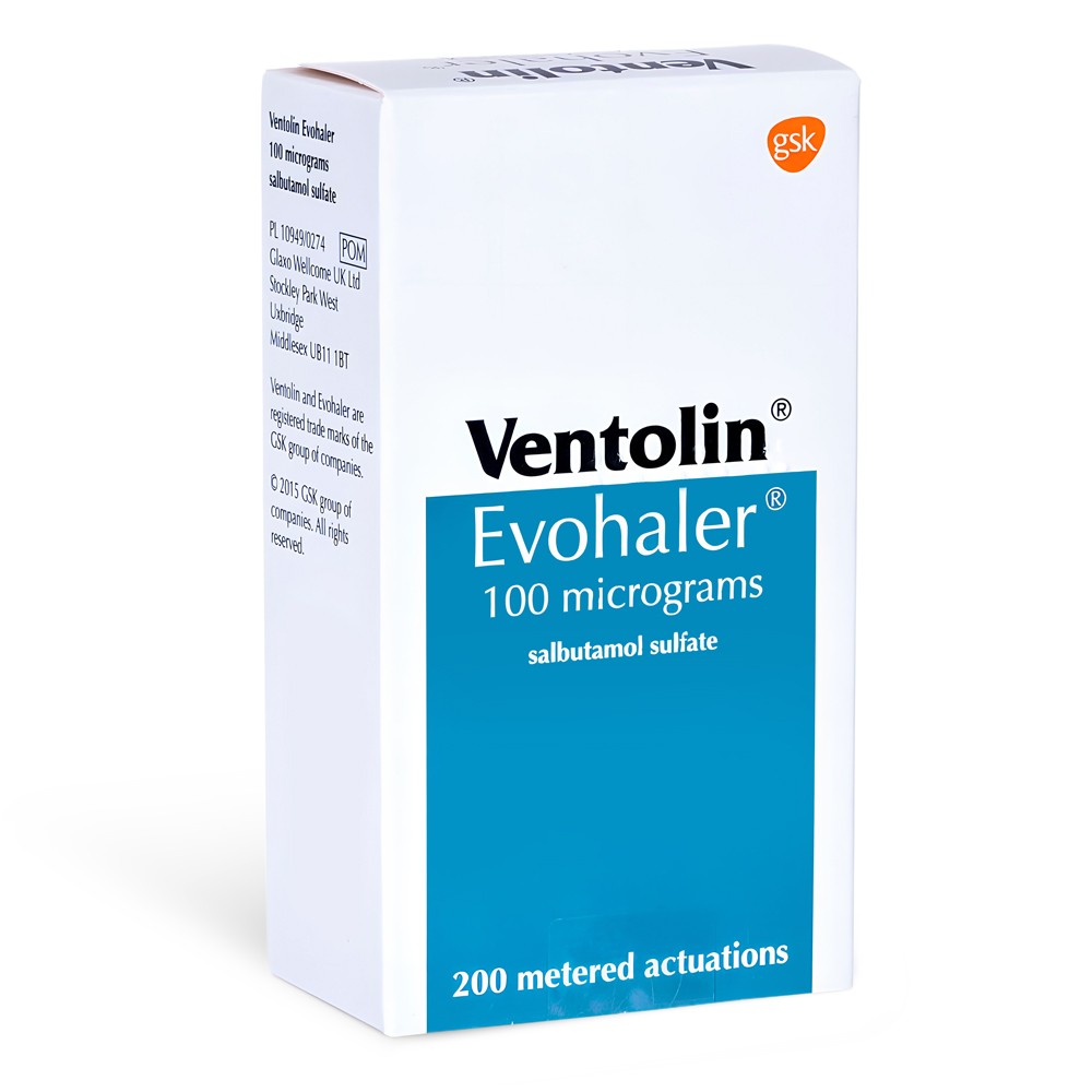 Ventolin 100mcg product packaging