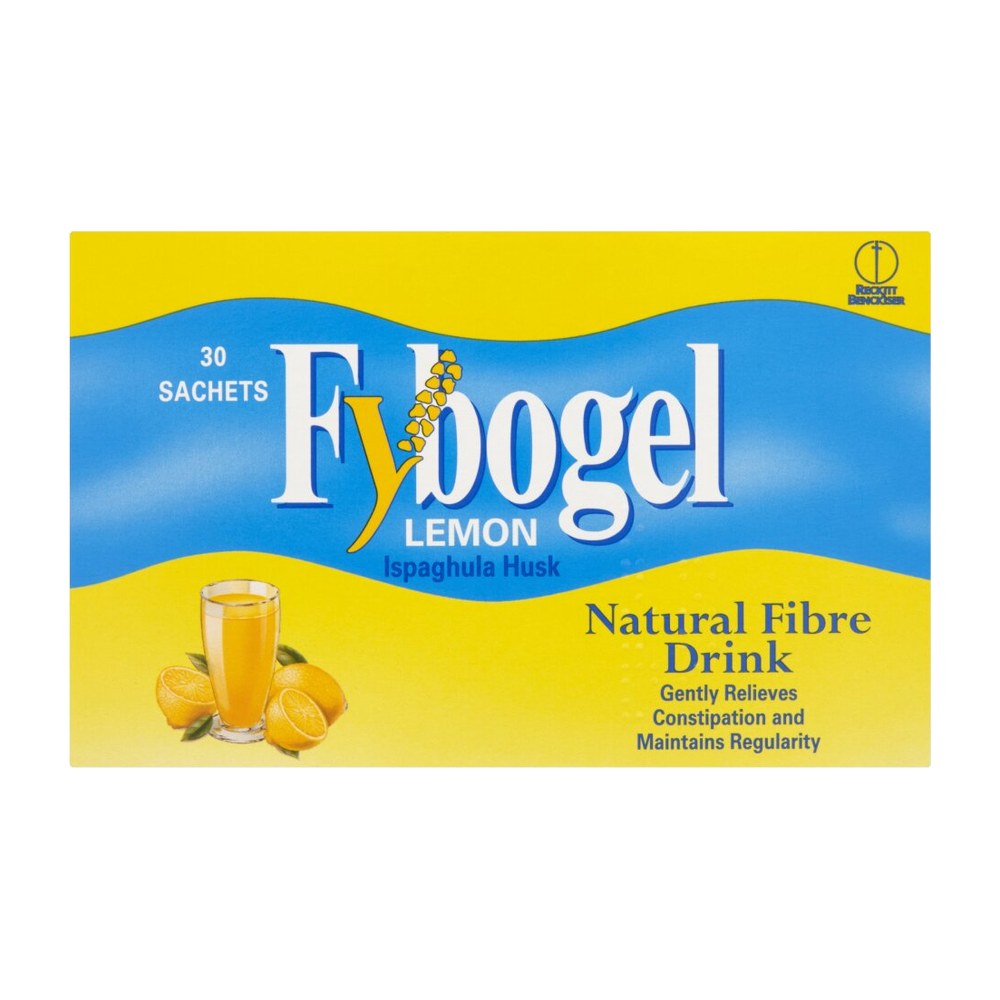 Fybogel Lemon sachets 30 sachets product packaging