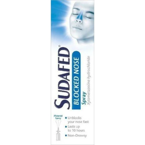 Sudafed Blocked Nose Spray 0.1%, 15ml spray product packaging