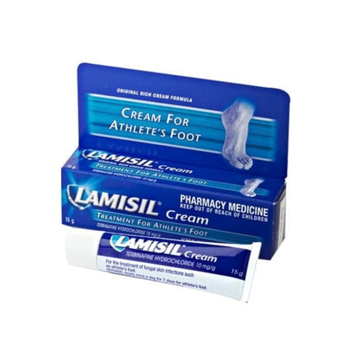 Lamisil AT 1% Athlete's Foot Cream 1% terbinafine, 15g product packaging