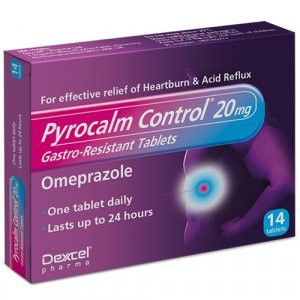 Pyrocalm Control Heartburn Tablets 20mg omeprazole, 14 tablets product packaging