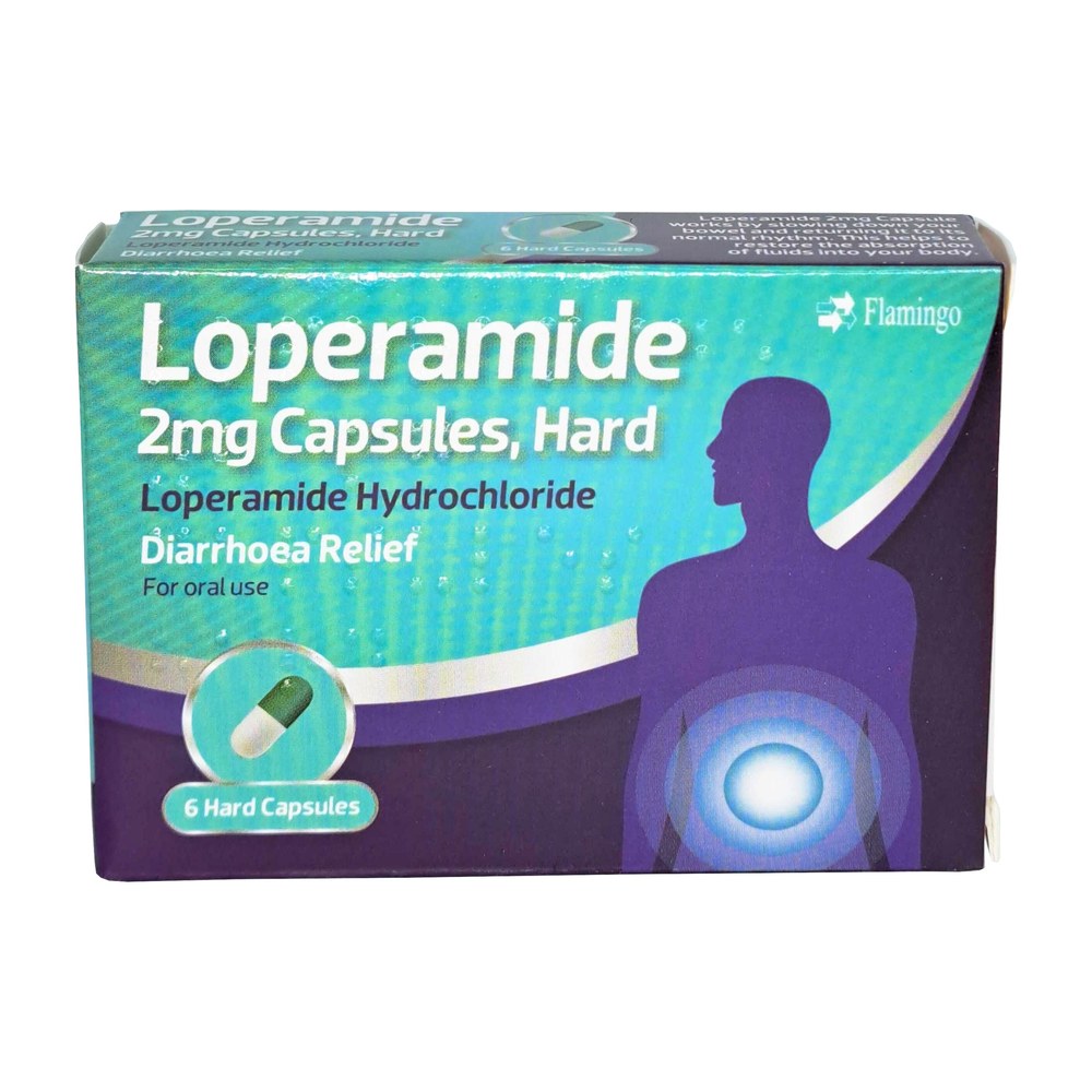 Loperamide 2mg capsules product packaging