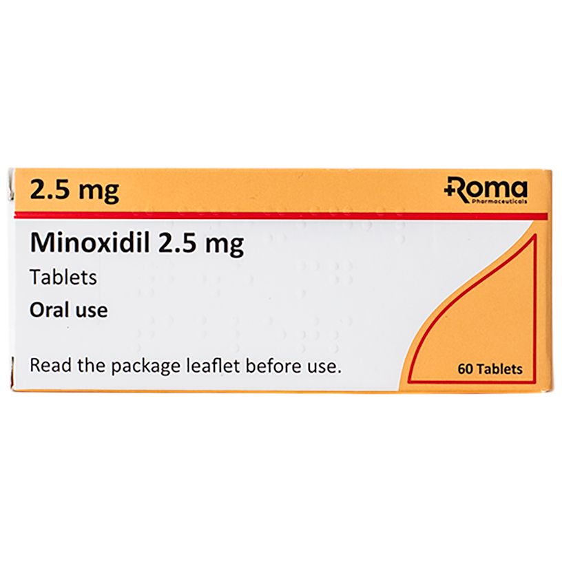 Oral Minoxidil 2.5mg/5mg product packaging