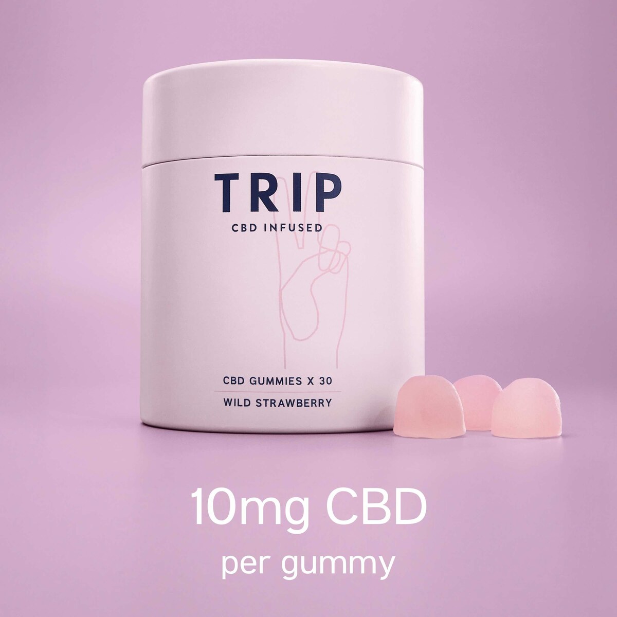 TRIP CBD Infused Gummies Wild Strawberry 300mg CBD, 30 gummies product packaging