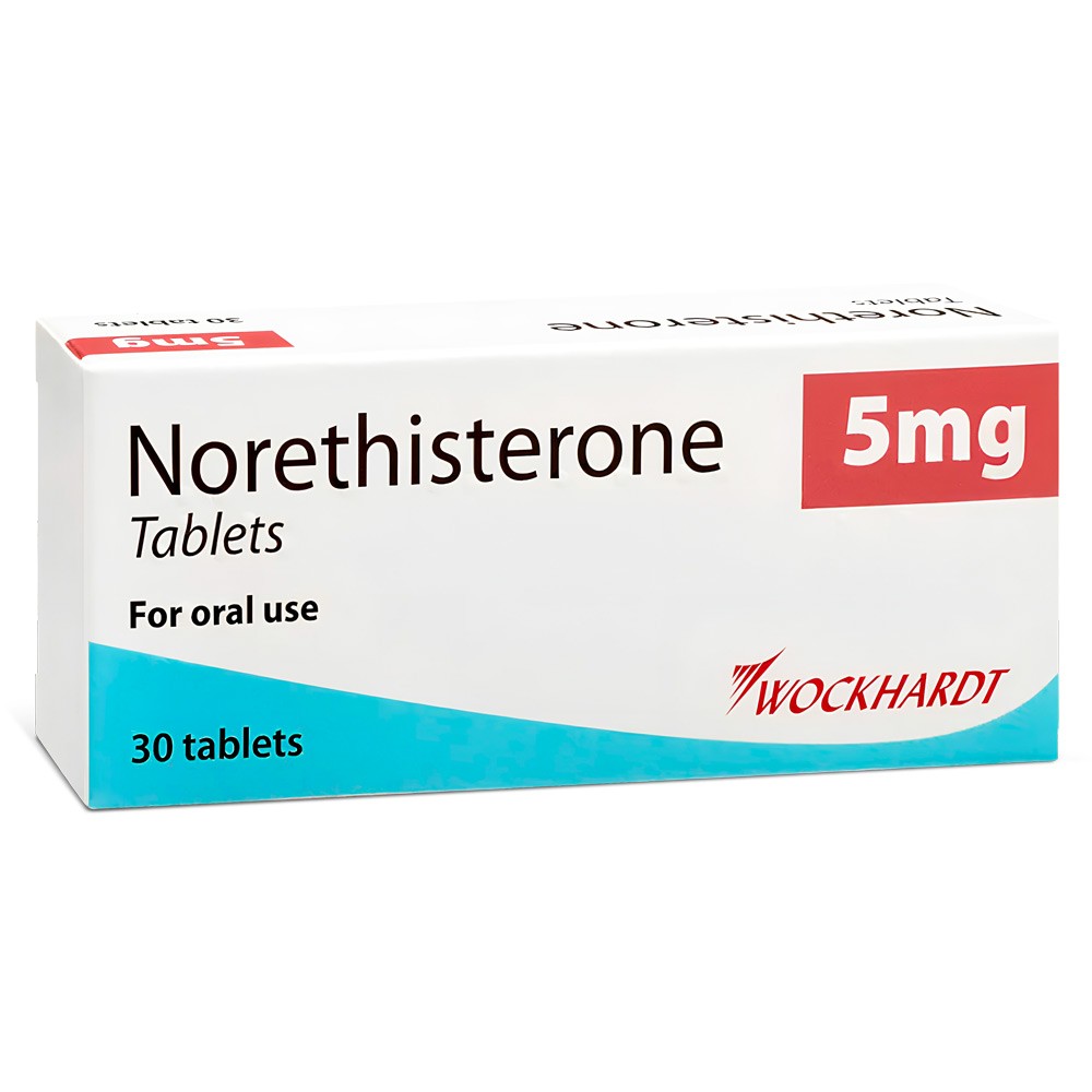 Norethisterone 5mg product packaging