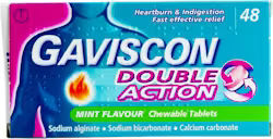 Gaviscon Double Action Chewable Tablets Mint 48 tablets product packaging