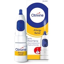 Otrivine Allergy Relief Decongestant Nasal Spray 0.1% xylometazoline, 10ml product packaging