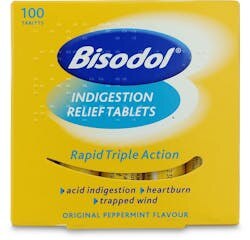 Bisodol Indigestion Relief Tablets Peppermint 60 tablets product packaging