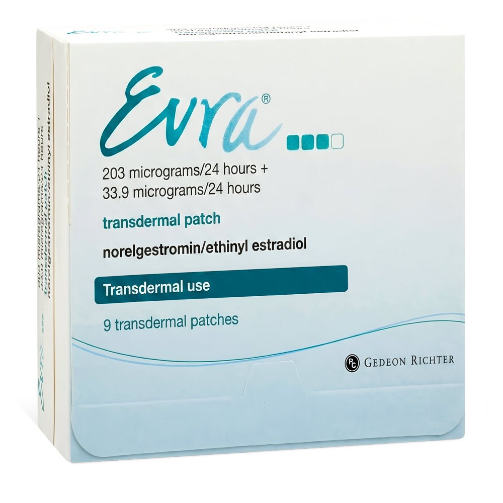Evra Patch 33.9mcg/203mcg product packaging