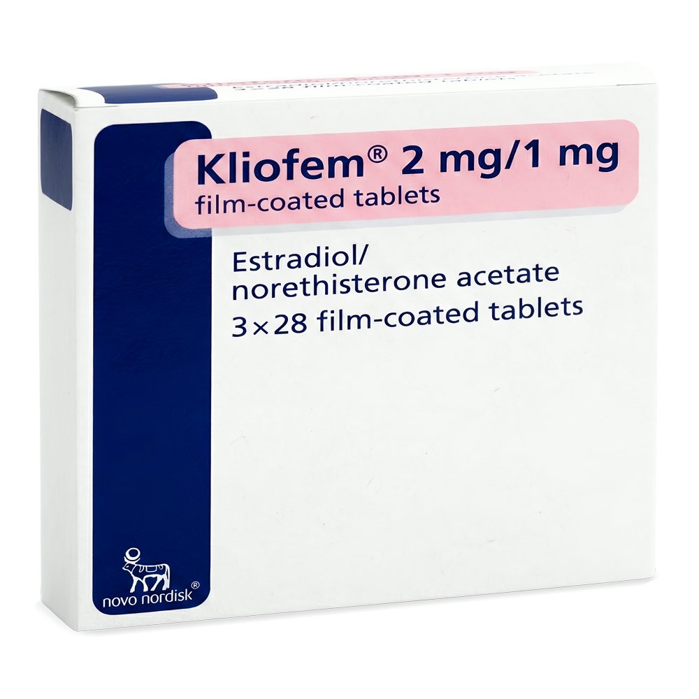 Kliofem 2mg/1mg product packaging