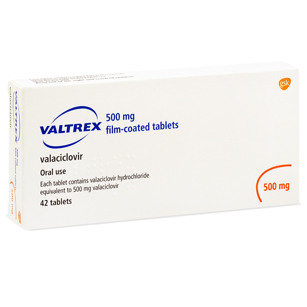 Valtrex 500mg product packaging